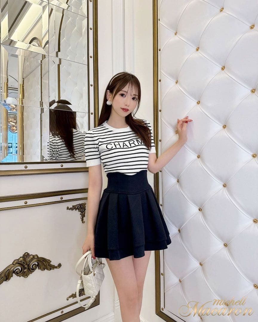 新品未開封 ミシェルマカロン 美脚になれるスカート S ネイビー - メルカリ