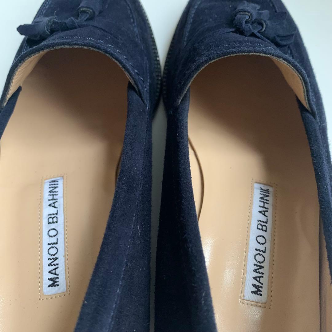 美品】Manolo Blahnik(マノロブラニク) タッセル付きローファー - 靴新