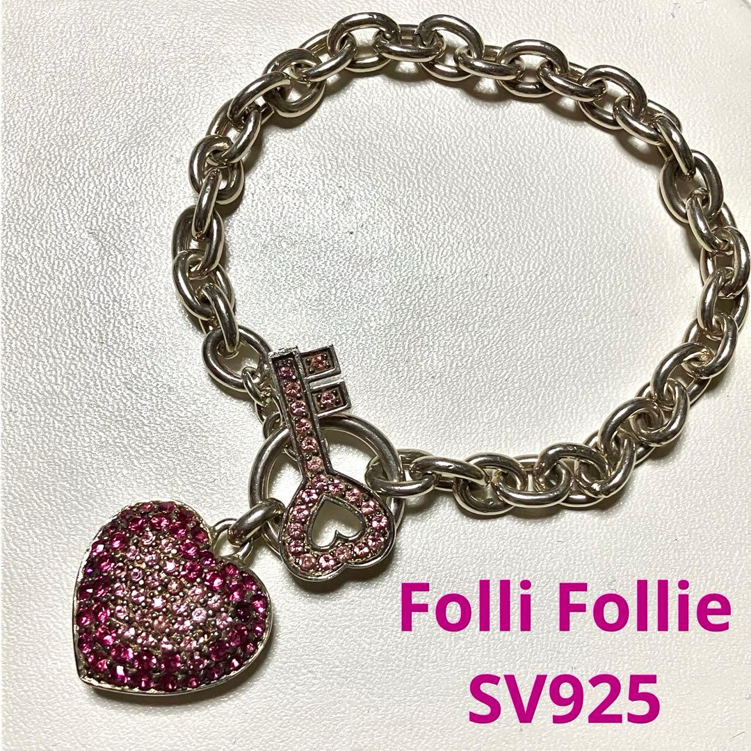Folli Follie フォリフォリ SV925 ピンク ハート ブレスレット Folli Follie フォリフォリ SV925 ピンク ハート ブレスレット