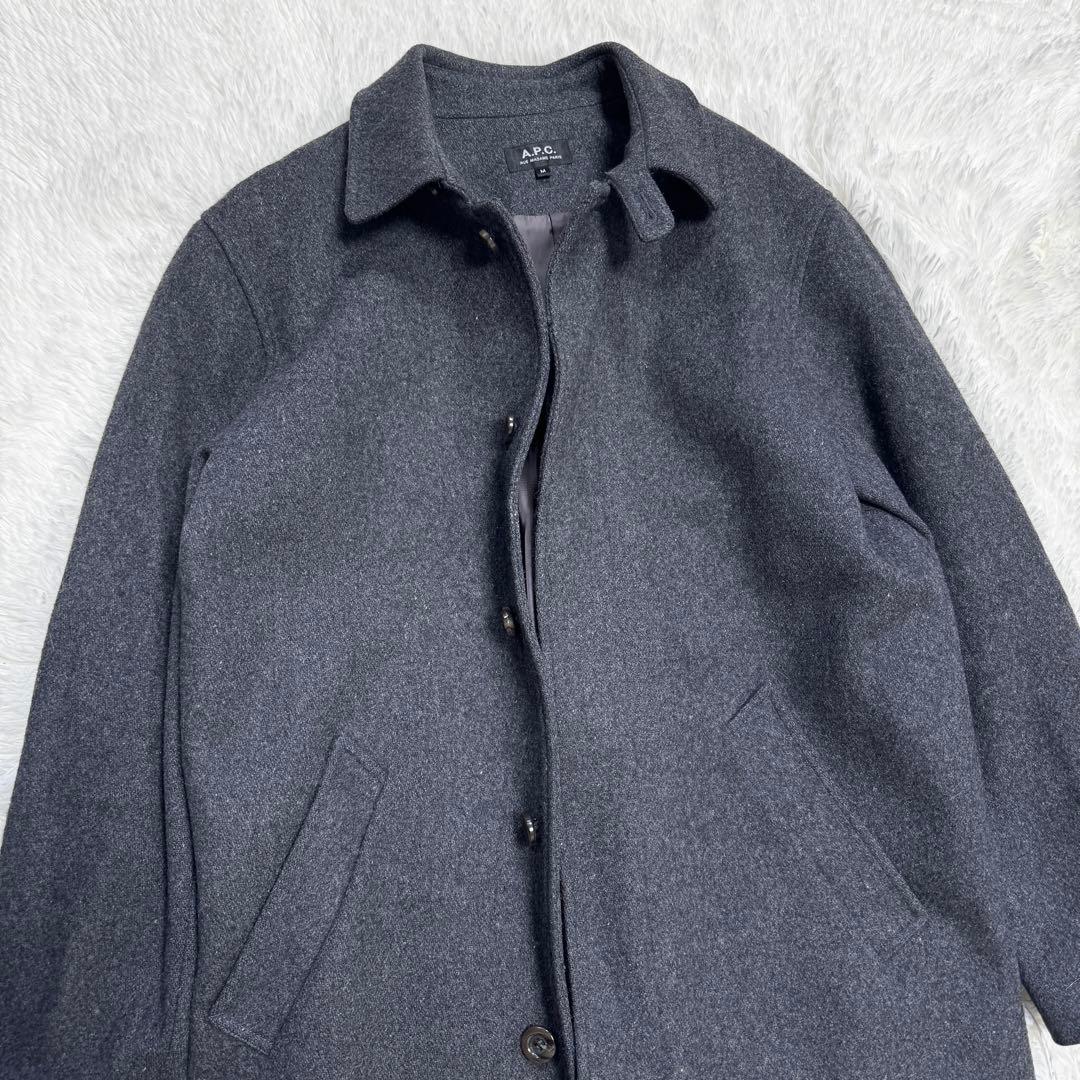 A.P.C.Jules Tournier社生地 ウール ステンカラーコート M