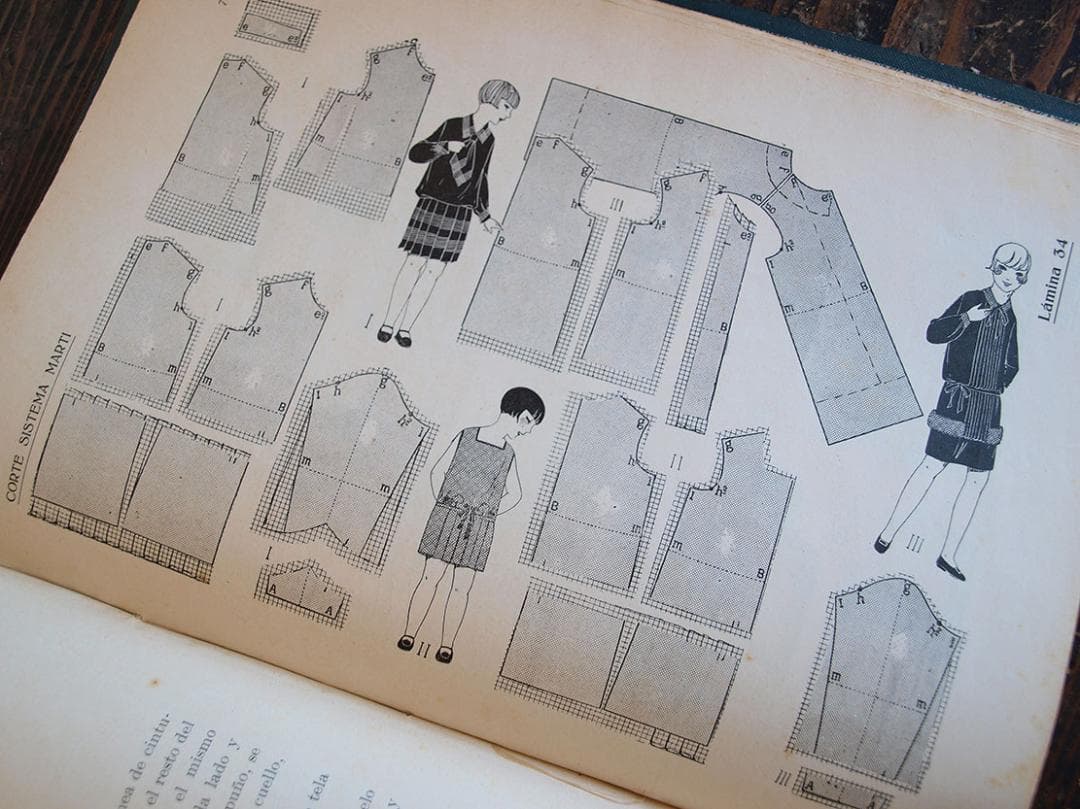 稀少 ランジェリー パターン製図本 1929年 アール・デコ 時代衣装/K076