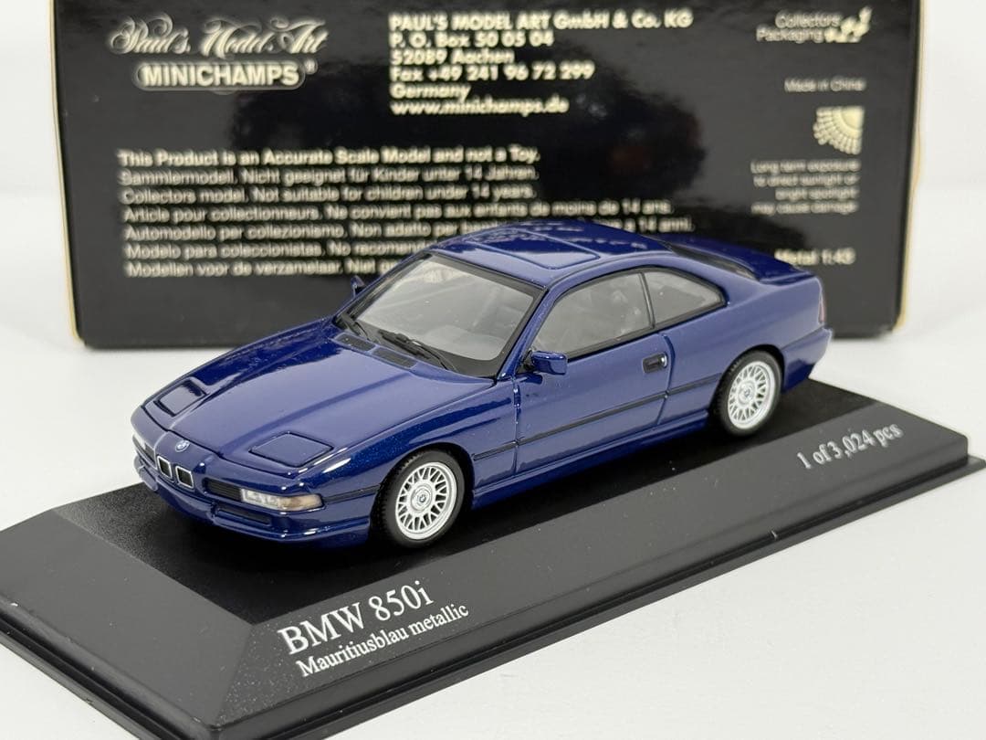 1/43 BMW 850i 8シリーズ 1991 ブルーメタリック BMW 8-Series 850i Coupe (E31) 1991 Blue Met 1:43 Minichamps