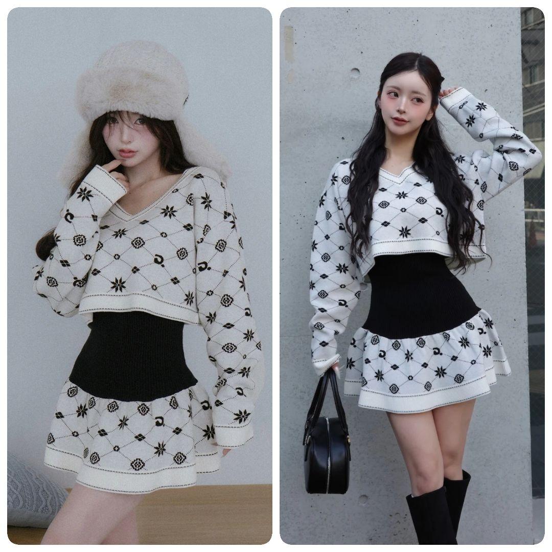 Darich ダーリッチ アンサンブルスノーロゴニットミニワンピース WHT