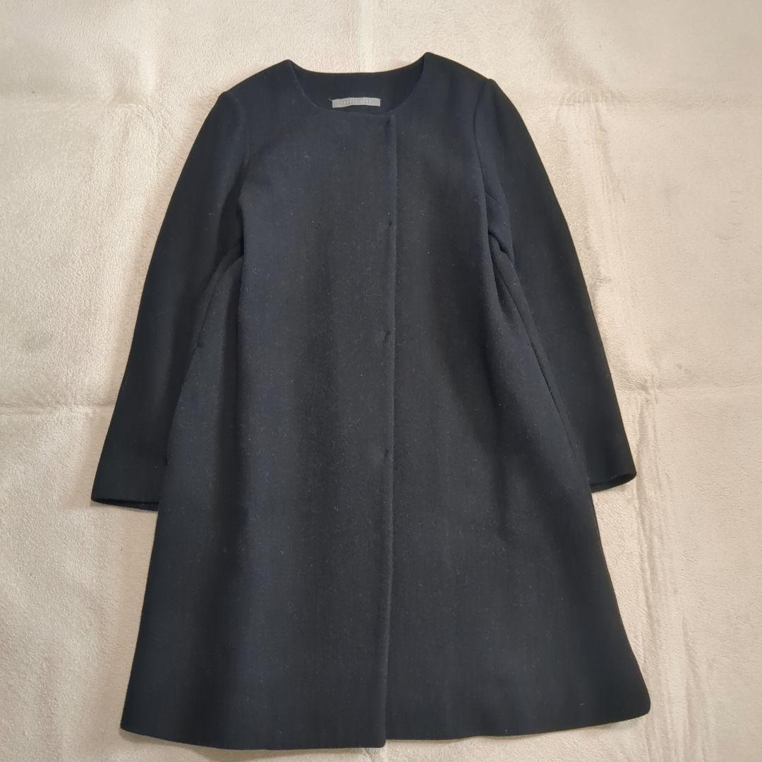 セオリーリュクス ハドラ ノーカラー ロングコート ブラック 38サイズ