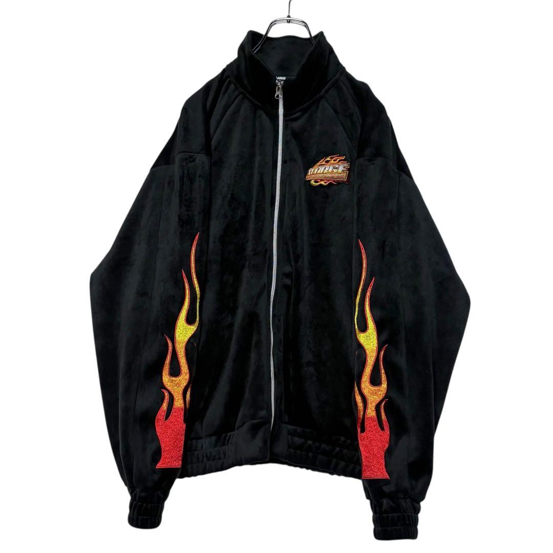 xlarge エクストララージ ベロアトラックジャケット 黒L ファイヤーバード