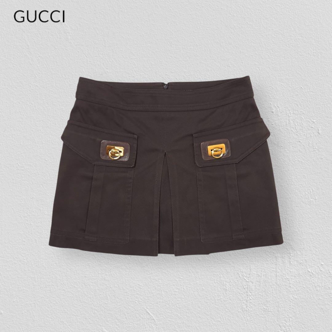 スカート GUCCI Dark Brown Mini Skirt 40 Silk mini skirt Gucci Brown size 40 IT in Silk - 52723961