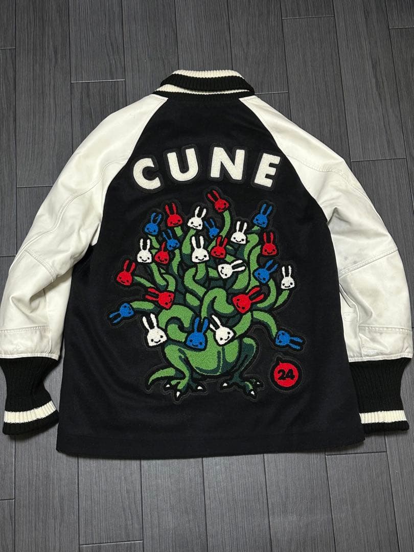 CUNE キューン 八岐大蛇 うさぎワッペン 袖レザースタジャン