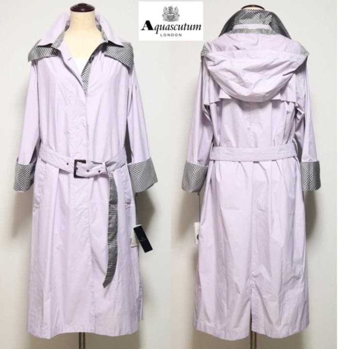 新品【アクアスキュータム】レインコート フード脱着可 M-L きれいなラベンダー 本宮 渋谷スクランブルスクエア