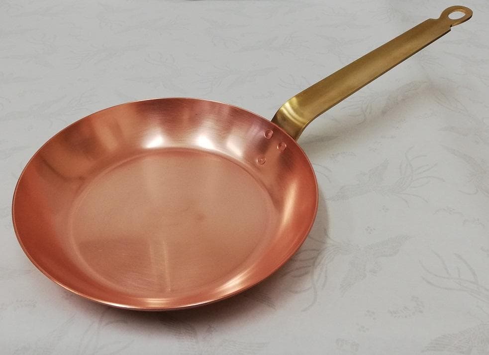 純銅フライパン約径３０ｃｍ（内面錫メッキ無）板厚約２.０ｍｍ業務用仕様日本製 銅製 フライパン 30cm 内面メッキ無 板厚約2mm 業務用仕様 日本