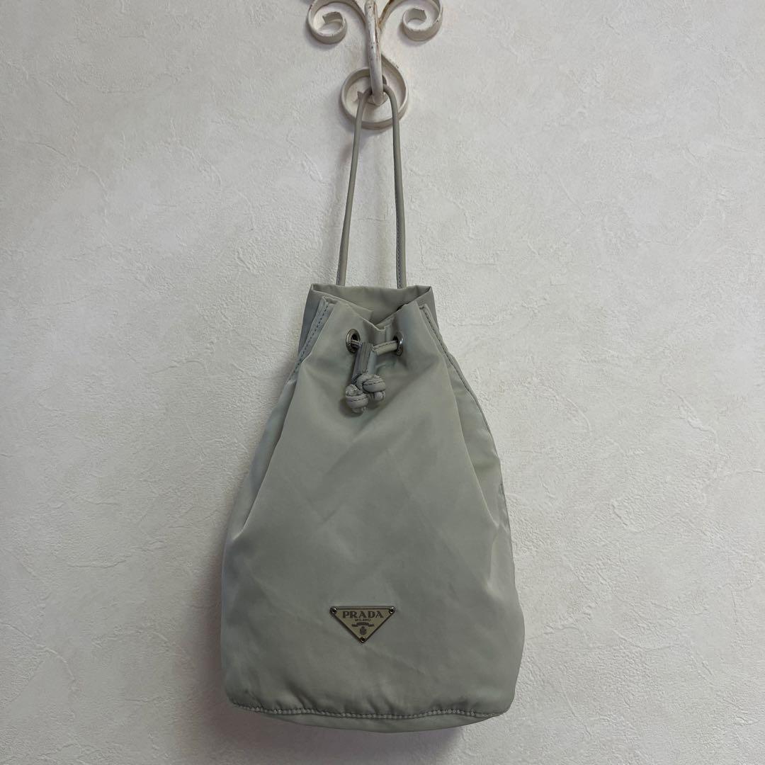 PRADA プラダ 巾着 ポーチ ミニバッグ 白タグ ギャランティカード付