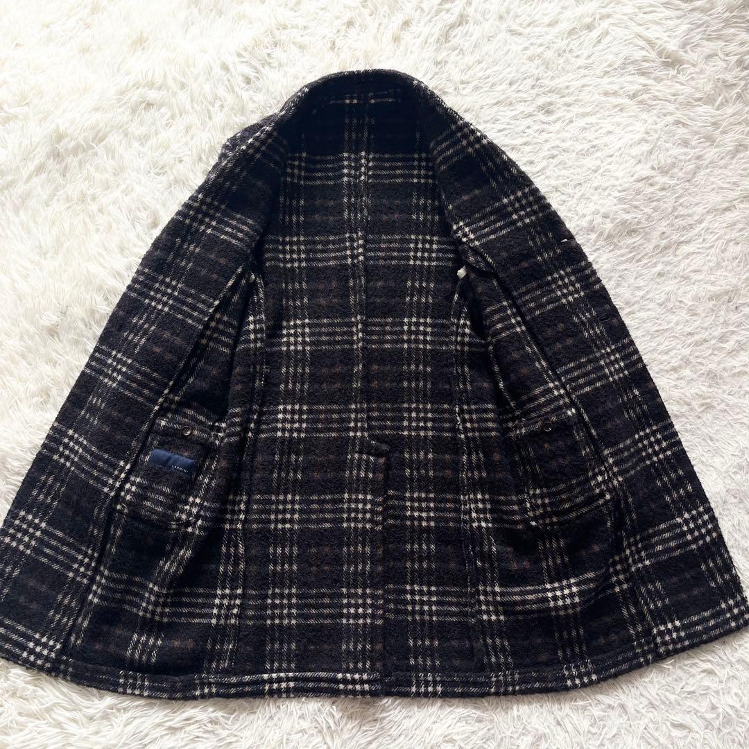 <美品>LARDINI ツイード ウール チェスターコート ブートニエール 50 美品>LARDINI ツイード ウール チェスターコート ブートニエール 50