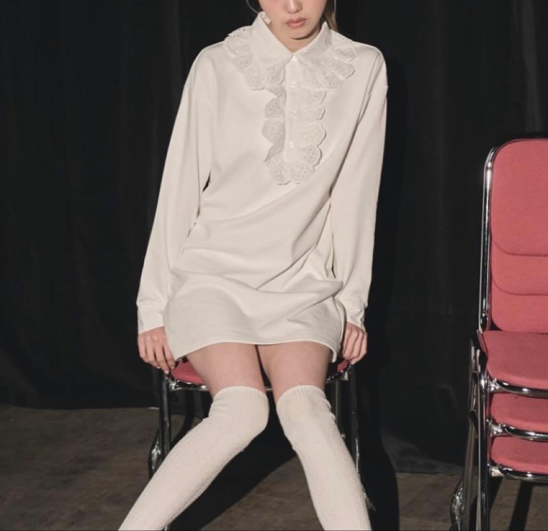 Lumignon Fur cuff ribbon knit onepiece