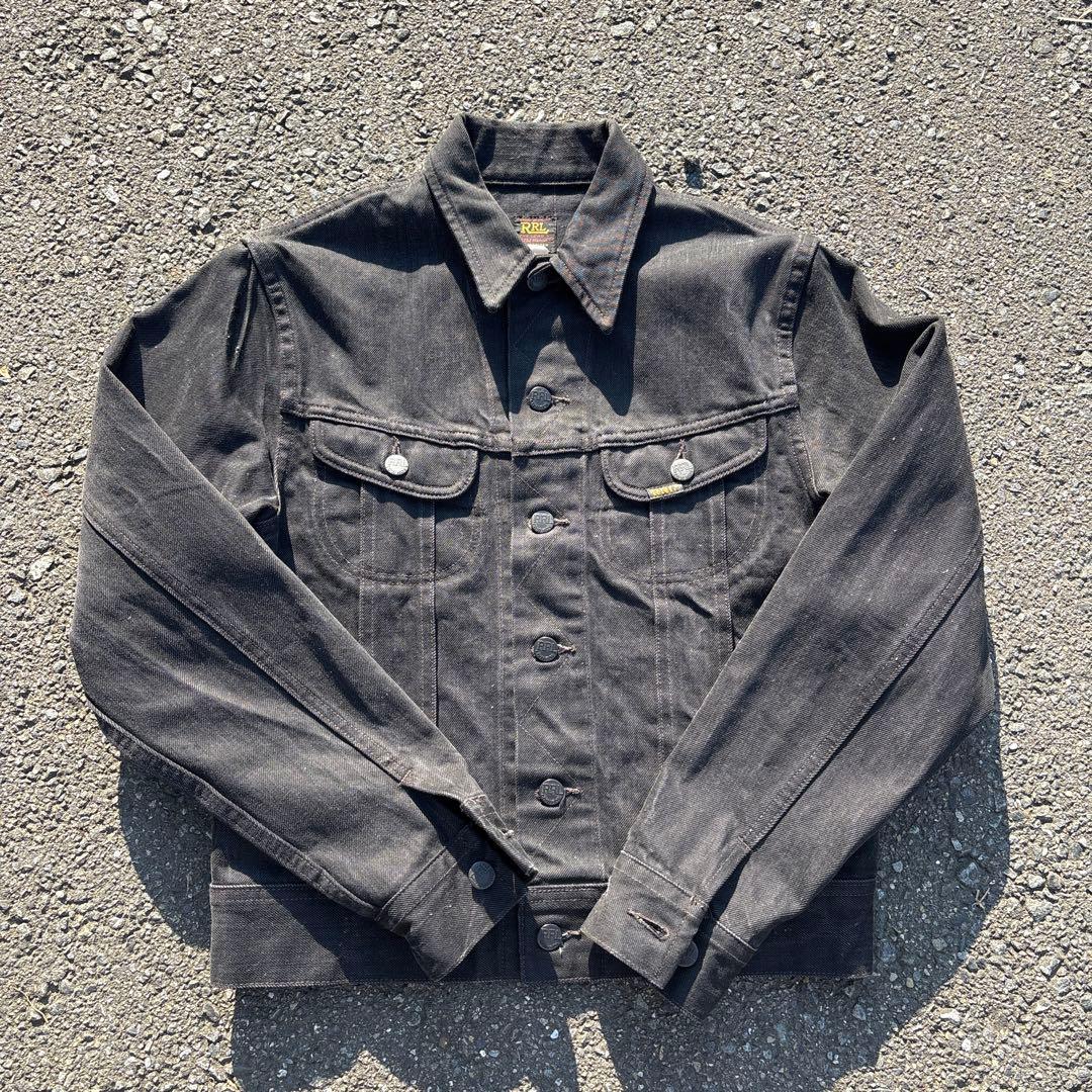【最安値】　RRL ブラックデニムジャケット ダブルアールエル) RRL デニム トラッカー ジャケット ブラック メンズ