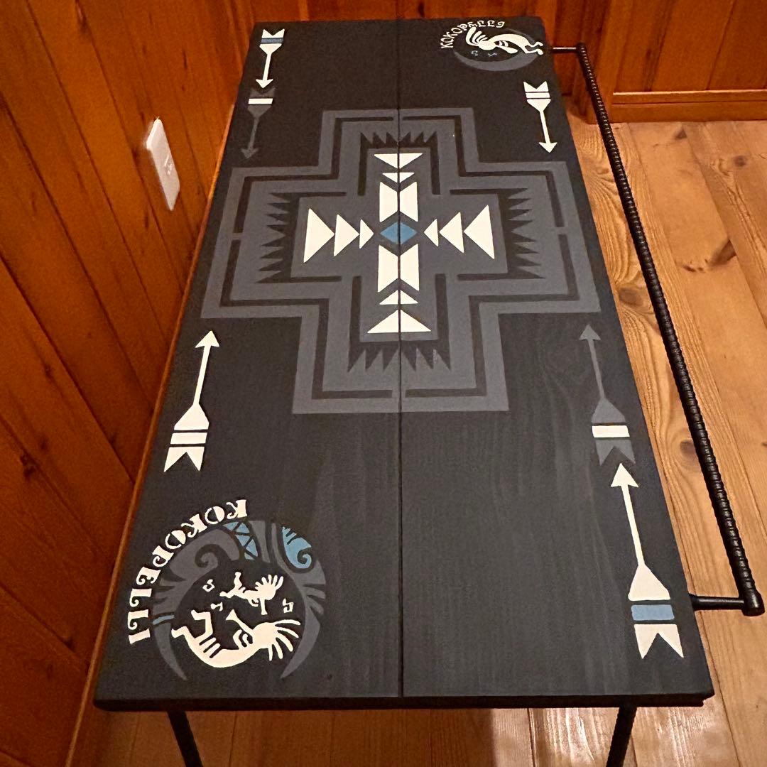 No.562 アイアンローテーブル オルテガテーブル ネイティブ柄 ココペリ