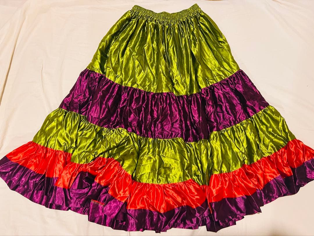 ベリーダンス　スカート　サテン 緑紫オレンジ 楽天市場】ベリーダンス スカート サテンロングスカート ダンス衣装