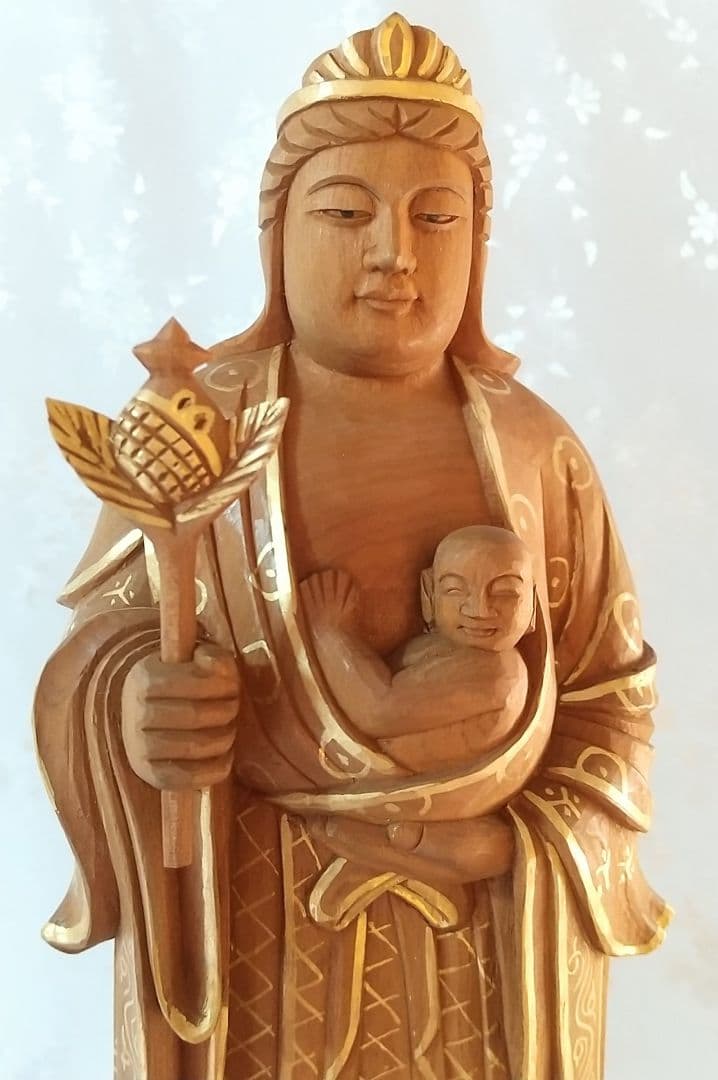 鬼子母神立像 天女形 訶梨帝母 子安 子授け 安産 守り神 木彫