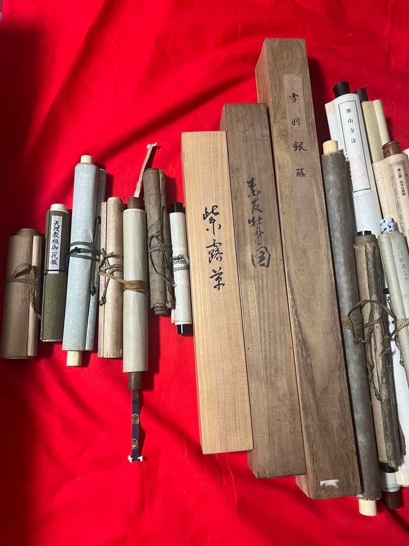 掛軸まとめて48本 日本書画 山水 拓本 色紙掛け中国書画 名画工芸画