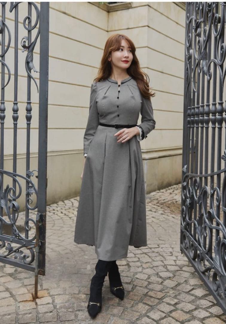 ワンピース Classic Monochrome Check Midi Dress Classic Monochrome Check Midi Dress