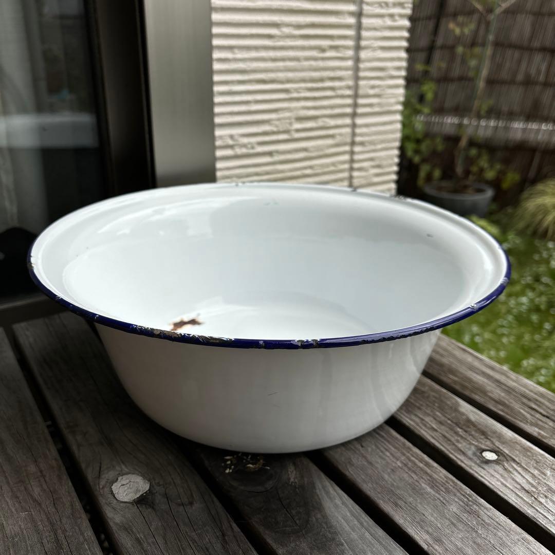 昭和レトロ ホーロー 洗面器 たらい アンティーク ガーデニング雑貨