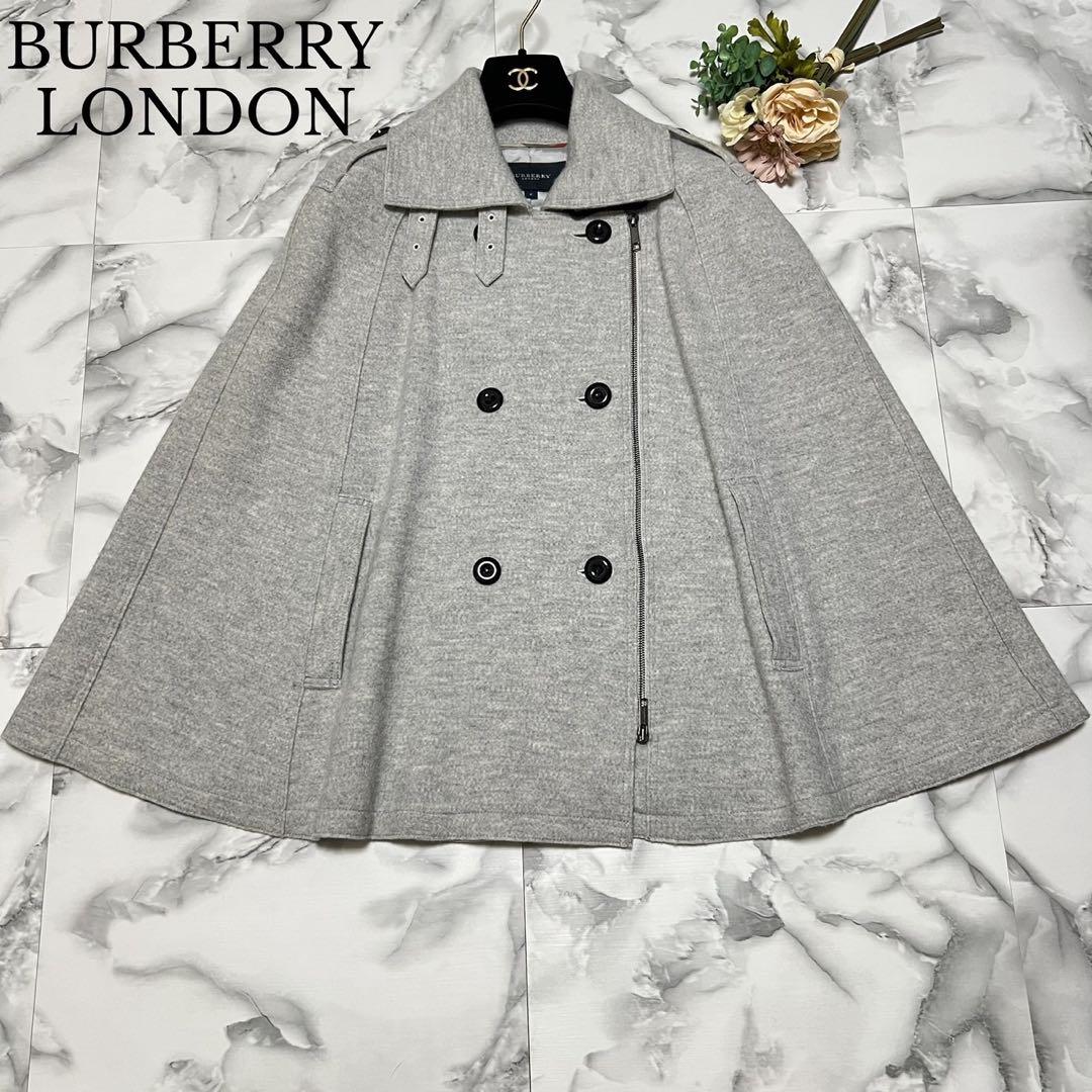 【美品】バーバリーロンドン　ケープコート　ポンチョ　ウール　Aライン　フリー BURBERRY - 美品 バーバリー ロンドン BURBERRY LONDON ポンチョ
