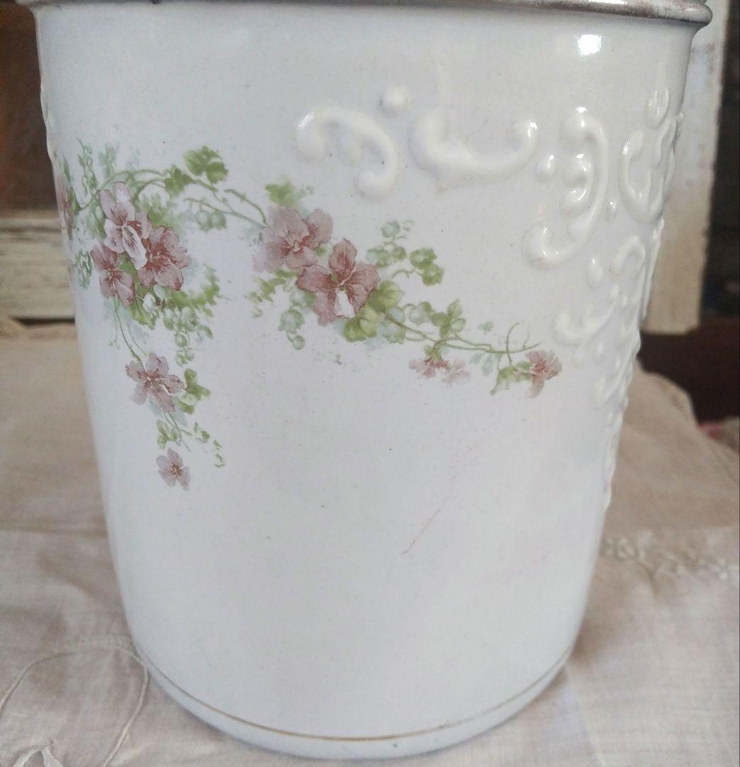 レア✨フランスアンティーク BF社 ホーローキャニスター すみれ 菫 花