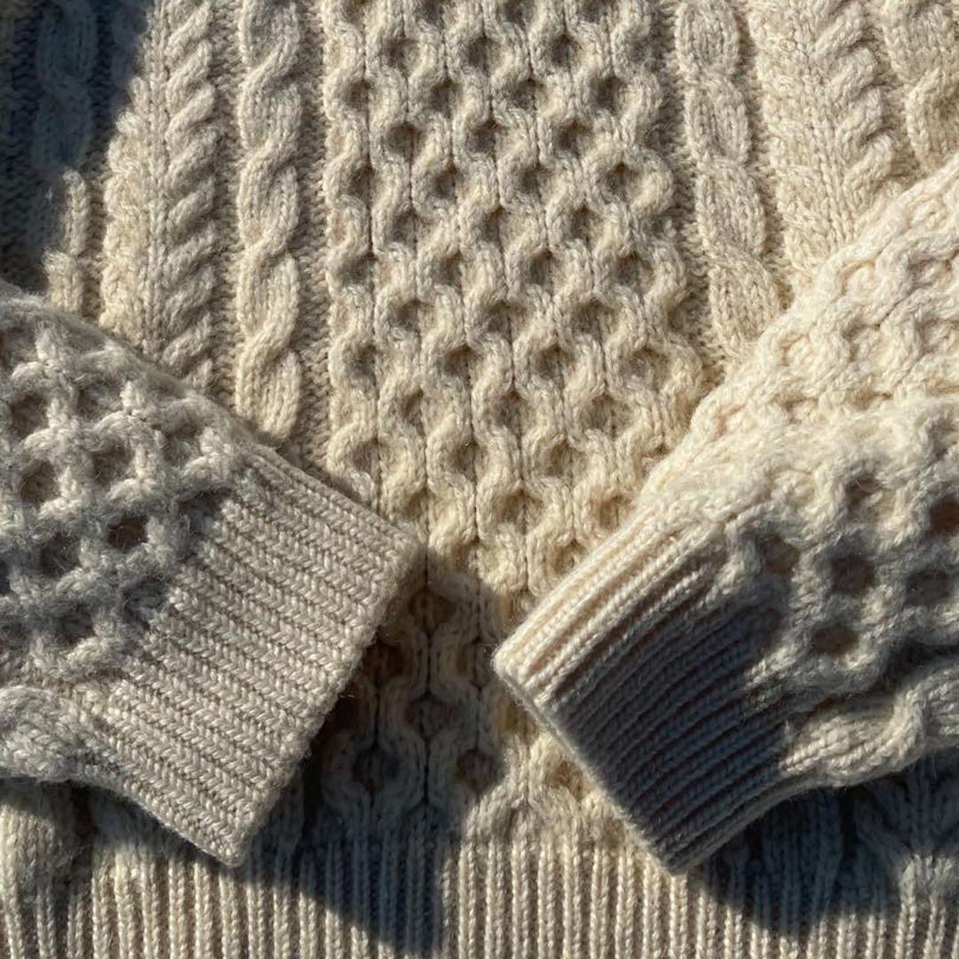 【80s】Ireland製 L.L.Bean フィッシャーマンニット ナチュラル