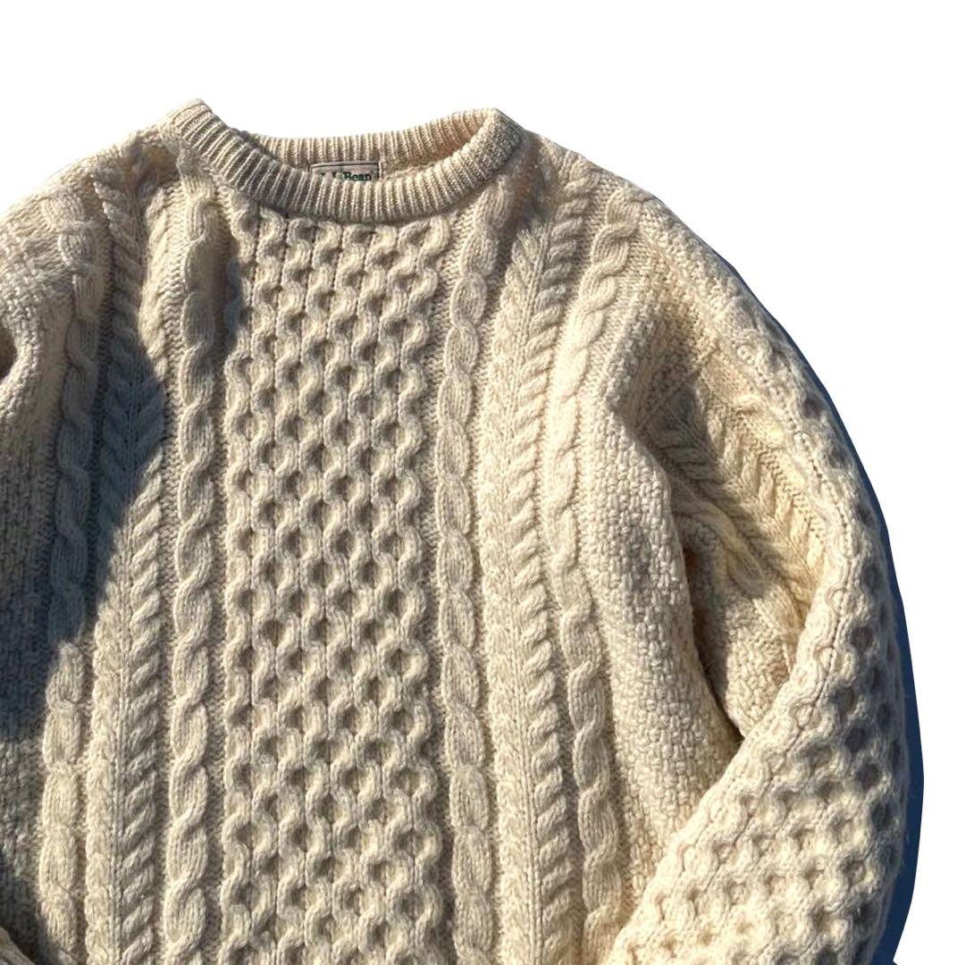 【80s】Ireland製 L.L.Bean フィッシャーマンニット ナチュラル