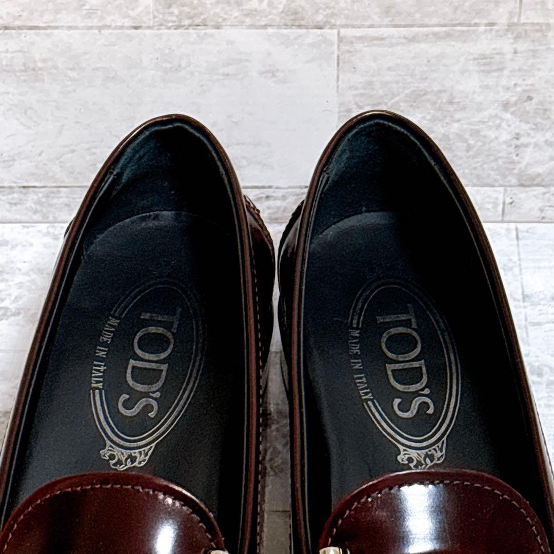 極美品✨トッズ ダブルT ローファー 35.5 22.5cm シルバー金具 濃茶