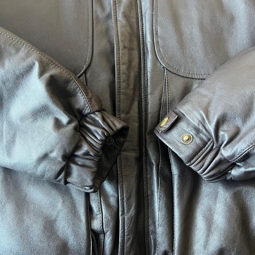 希少】80s Eddie Bauer レザーダウンジャケット ブラウン L