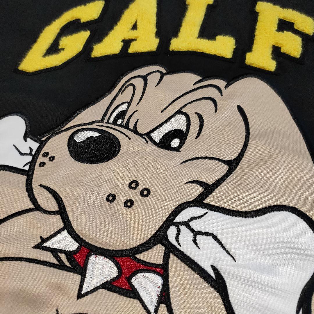 超人気】GALFY スタジャン 黒✕黄 バックロゴ パイルロゴ リブライン