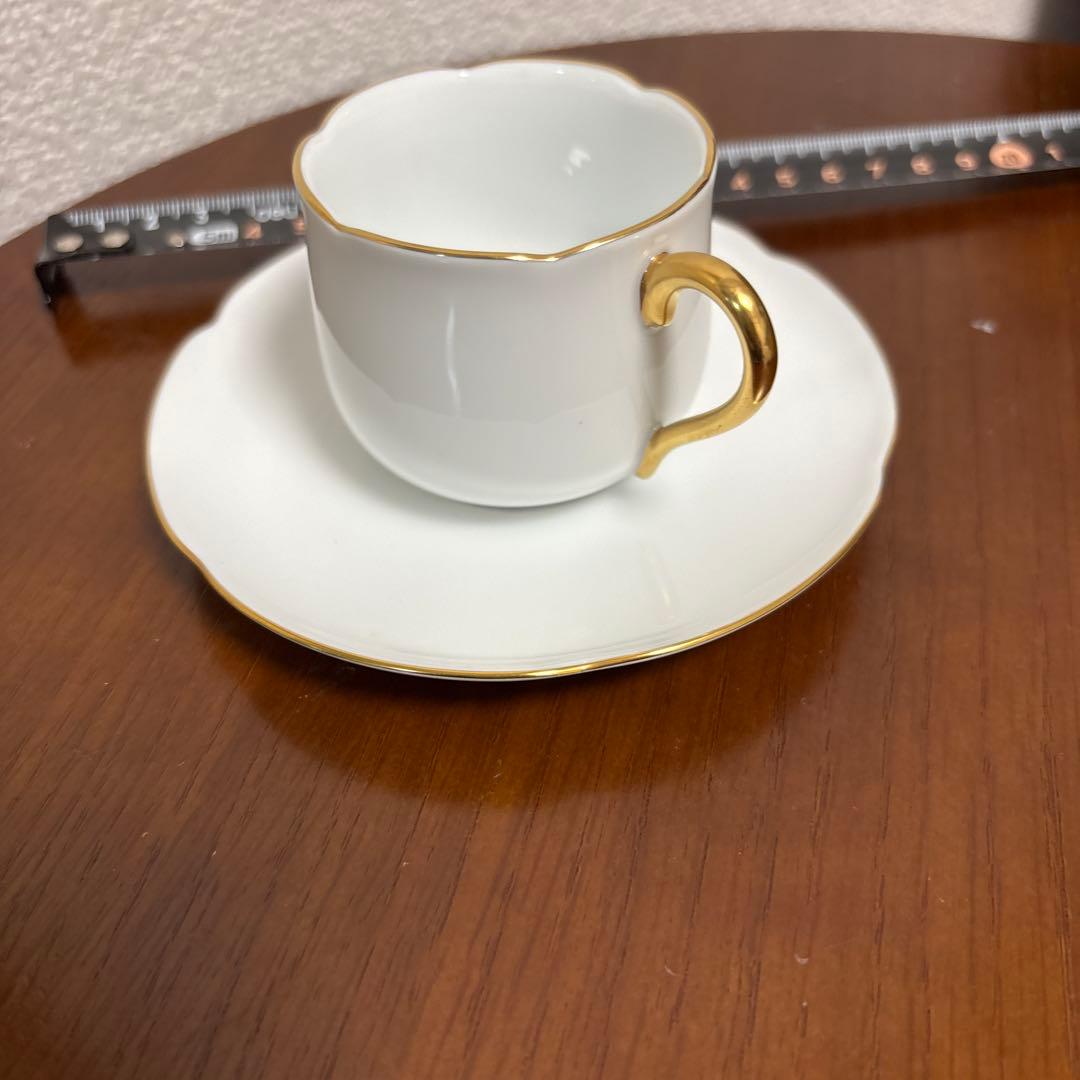 未使用品 大倉陶園 色蒔き 白 デミタスカップ&ソーサー ホワイト
