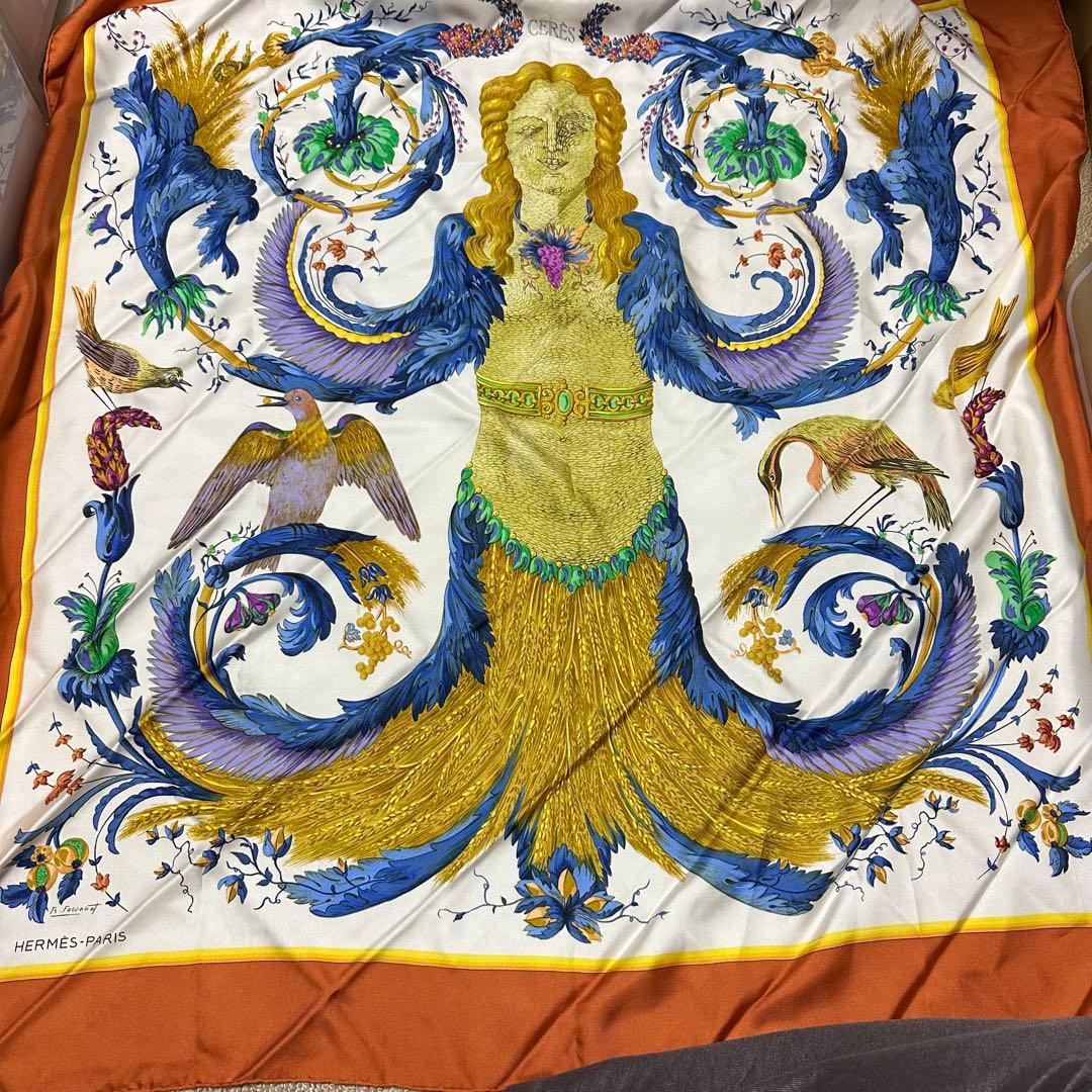 HERMES エルメス カレ90 CERES 女神 スカーフ HERMES - エルメス HERMES スカーフ カレ90 CERES 女神 ケレス シルク