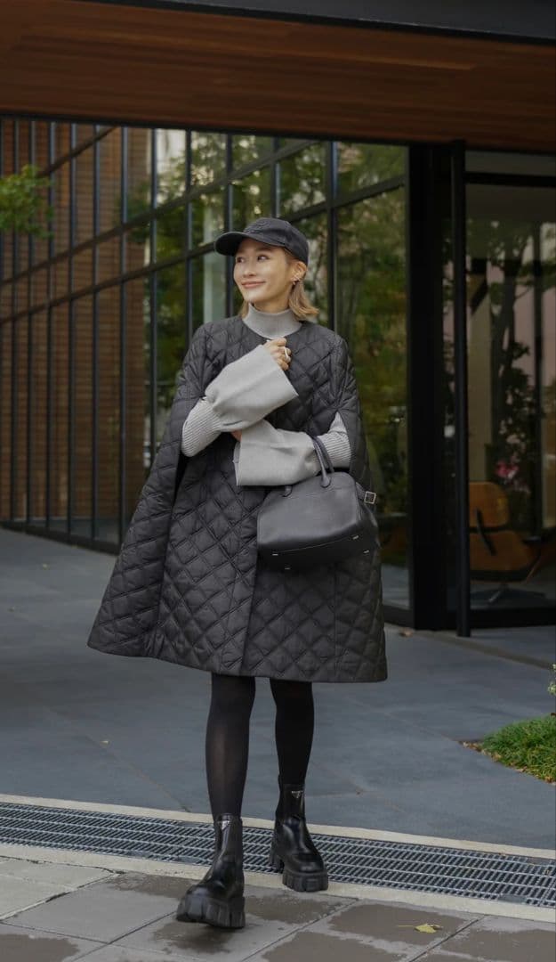 最終値下げ❢ELLIE ポンチョコート ブラック キルティング ポンチョコート【QUILTING】 – ELLIE