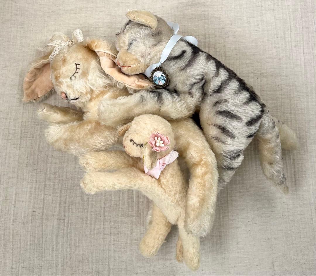 アンティーク/ヴィンテージSteiffシュタイフうさぎ猫羊ぬいぐるみテディベア アンティーク/ヴィンテージSteiffシュタイフうさぎ猫羊ぬいぐるみ