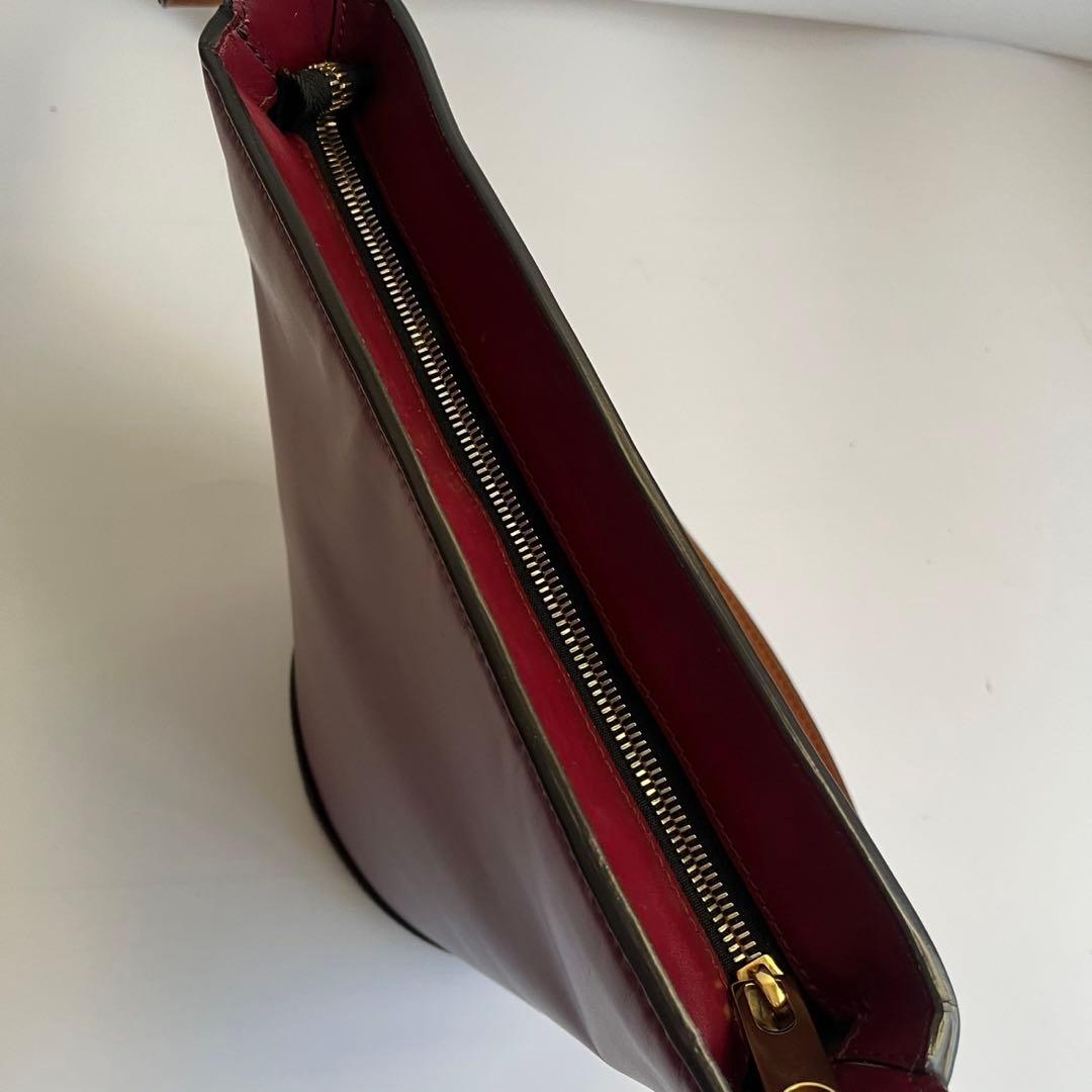 極美品✨ MARNI マルニ ショルダーバッグ バケツバッグ レザー 赤系