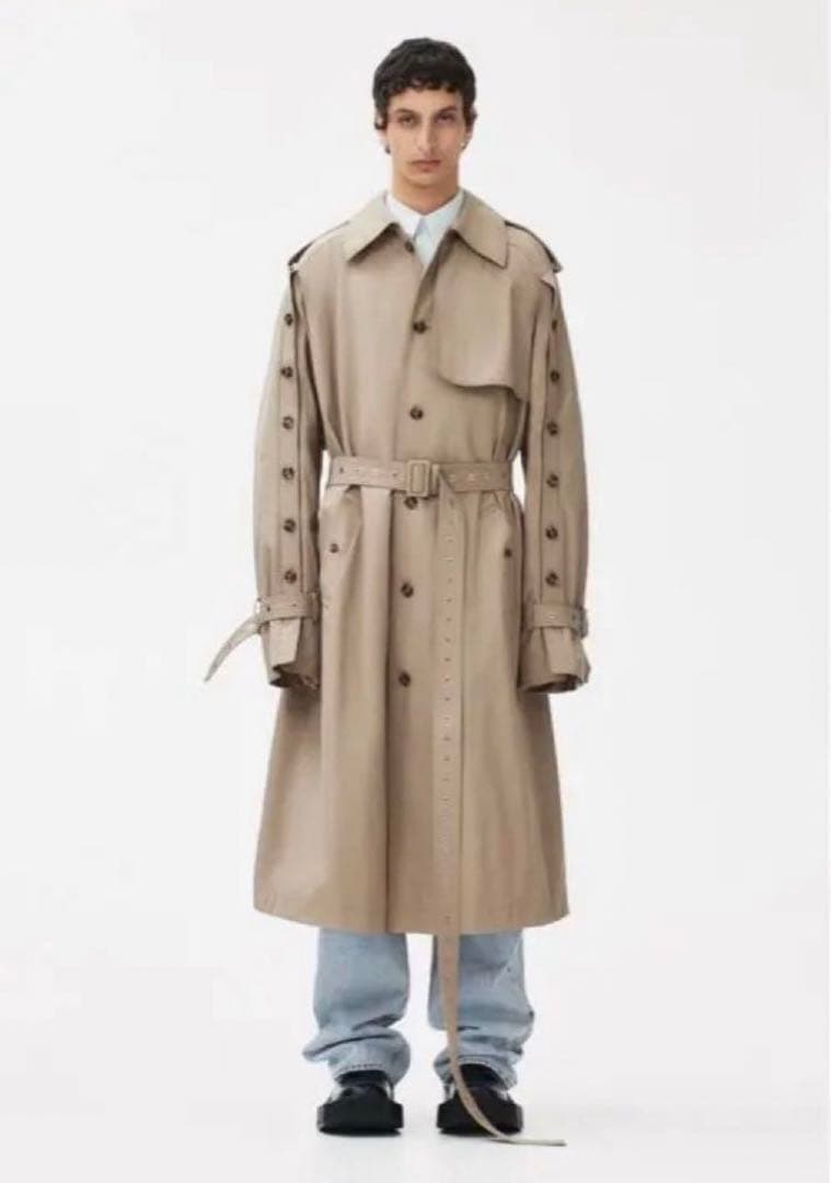 最終値下げ) rokh h&m ボタンディテールツイルトレンチコート - メルカリ
