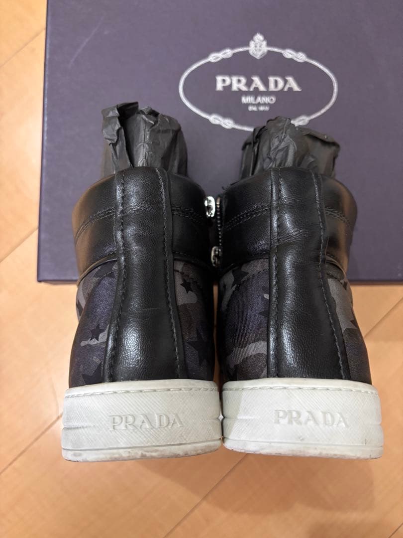 PRADA ブラック 星柄 ハイカットスニーカー SIZE37 在庫 処分