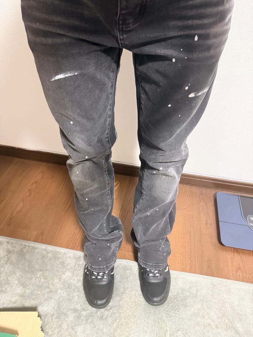 即日発送！4日間程で到着！　　　PURPLEブラック ダメージフレア siz34