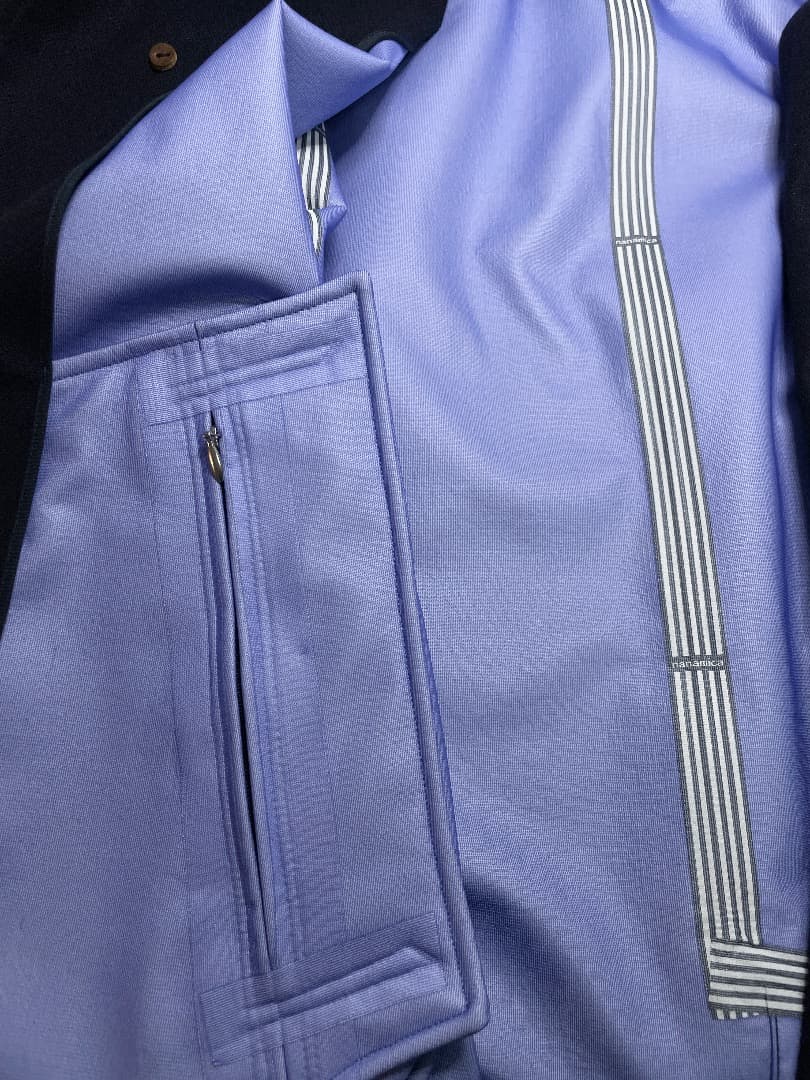 美品 ナナミカ ステンカラーコート ウール混紡×ゴアテックス NAVY S