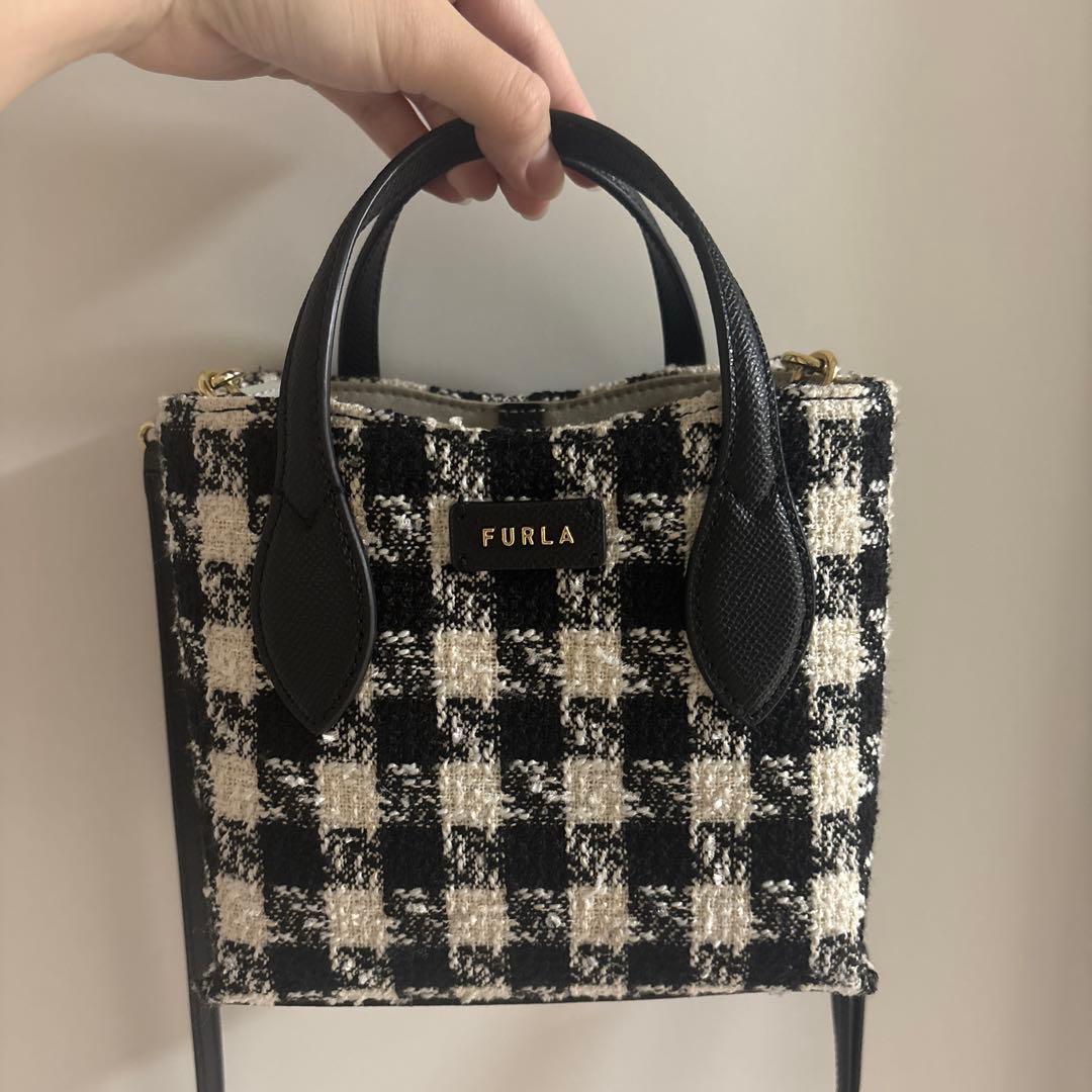 フルラ FURLA ハンドバッグ 2way エラ ツイード ブラック フルラ FURLA ハンドバッグ 2way エラ ツイード ブラック 新品保管