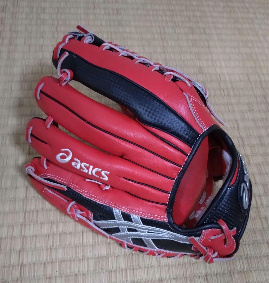 2個セット・美品】asics 野球グローブ 赤黒＆オレンジ