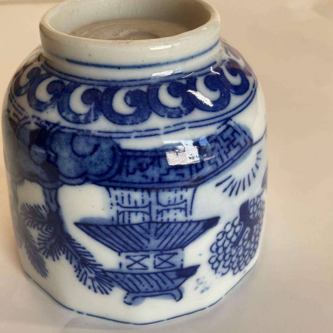 染付楼閣山水唐人文向付(蕎麦猪口)24客組 幕末〜明治