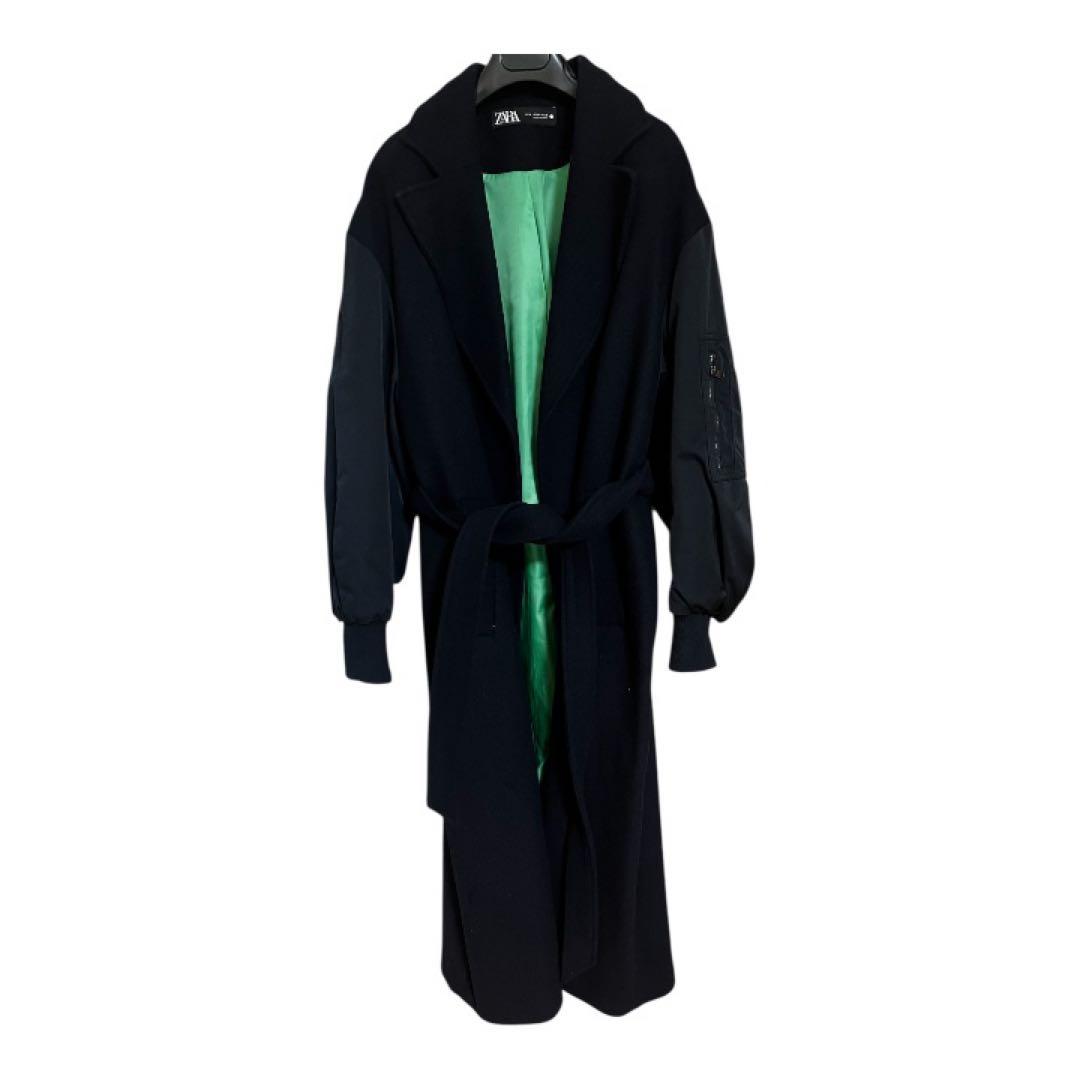 ZARA マッチングボンバーコート ネイビー バルーンスリーブ ベルト付き