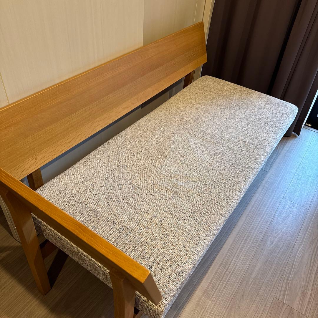 木製ベンチ ベージュ系 布地とテーブル テーブルは天然木突板仕様のダイニング4点セット ダイニングセット 4