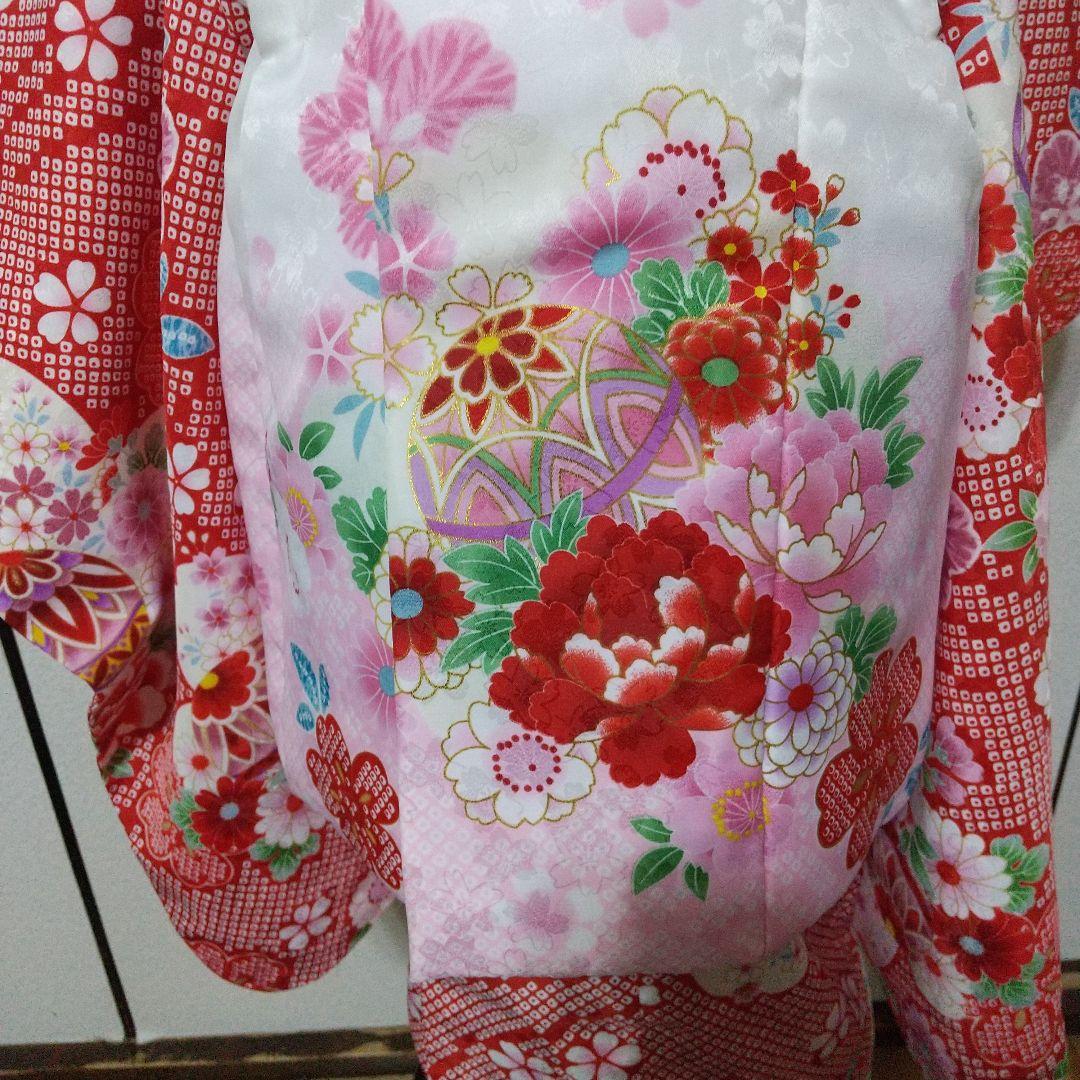 七五三3歳用赤ピンク花柄着物セット - メルカリ