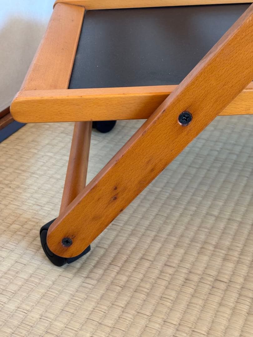 イタリア 木製 折り畳み キッチンワゴン 黒色天板 ホッパペドレッティ