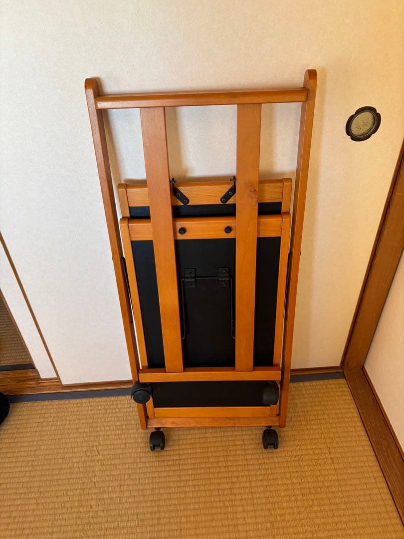 イタリア 木製 折り畳み キッチンワゴン 黒色天板 ホッパペドレッティ