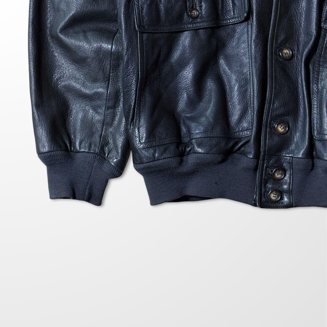 バーニーズニューヨーク 本革 レザージャケット 黒 カシミヤ 56