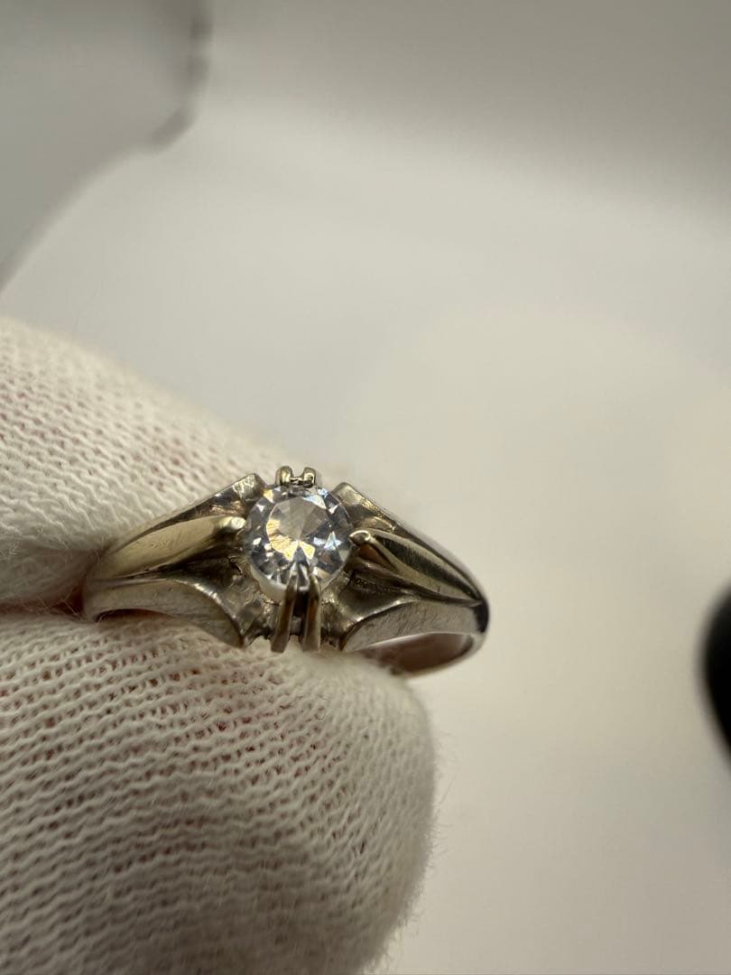 美品 K14WG ジルコニアリング ホワイトゴールド 超音波洗浄器洗浄済み