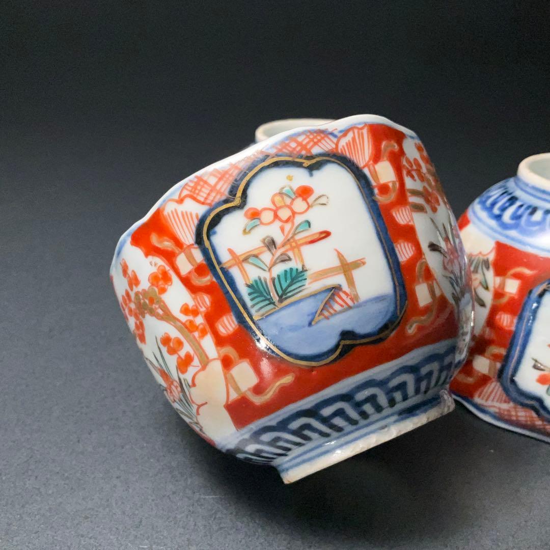 伊万里色絵窓絵花図向付3個 赤絵 通り文 古伊万里 R1373B2 - メルカリ